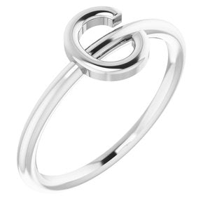 Sterling Silver Initial C Ring-Siddiqui Jewelers