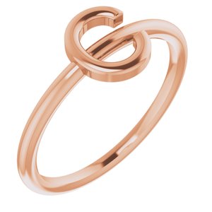 14K Rose Initial C Ring-Siddiqui Jewelers