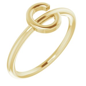 14K Yellow Initial C Ring - Siddiqui Jewelers