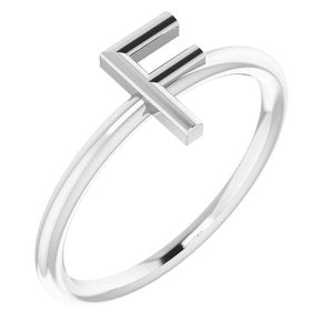Sterling Silver Initial F Ring-Siddiqui Jewelers