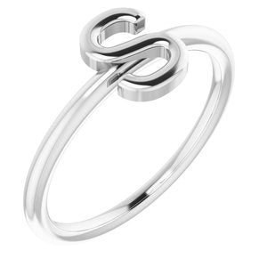 14K White Initial S Ring - Siddiqui Jewelers