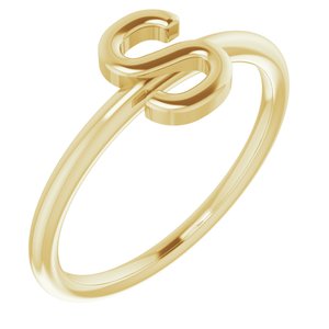 14K Yellow Initial S Ring-Siddiqui Jewelers
