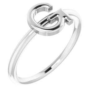 Sterling Silver Initial G Ring-Siddiqui Jewelers