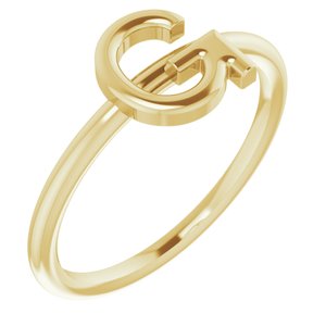 14K Yellow Initial G Ring - Siddiqui Jewelers