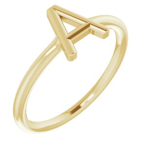 14K Yellow Initial A Ring - Siddiqui Jewelers