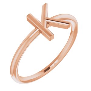 14K Rose Initial K Ring-Siddiqui Jewelers