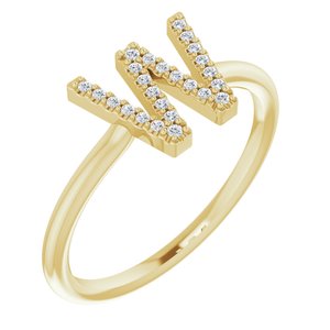 14K Yellow .07 CTW Diamond Initial W Ring-Siddiqui Jewelers