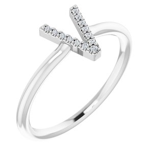 14K White .04 CTW Diamond Initial V Ring-Siddiqui Jewelers