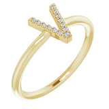 14K Yellow .04 CTW Diamond Initial V Ring-Siddiqui Jewelers