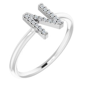 14K White .08 CTW Diamond Initial N Ring-Siddiqui Jewelers