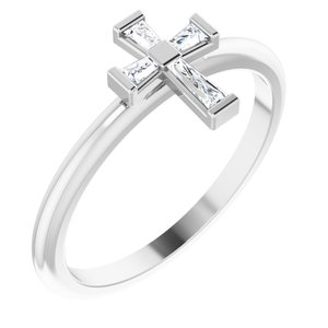 14K White 1/10 CTW Diamond Stackable Cross Ring - Siddiqui Jewelers