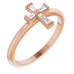 14K Rose 1/10 CTW Diamond Stackable Cross Ring - Siddiqui Jewelers