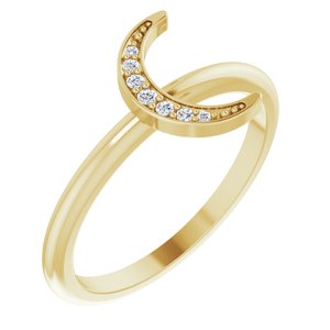 14K Yellow .04 CTW Diamond Stackable Crescent Ring - Siddiqui Jewelers