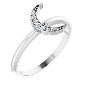 14K White .04 CTW Diamond Stackable Crescent Ring - Siddiqui Jewelers
