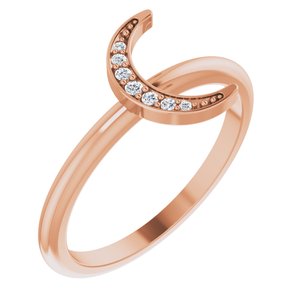 14K Rose .04 CTW Diamond Stackable Crescent Ring - Siddiqui Jewelers