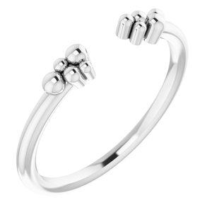Sterling Silver Stackable Beaded Negative Space Ring - Siddiqui Jewelers