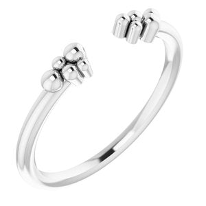 14K White Stackable Beaded Negative Space Ring - Siddiqui Jewelers