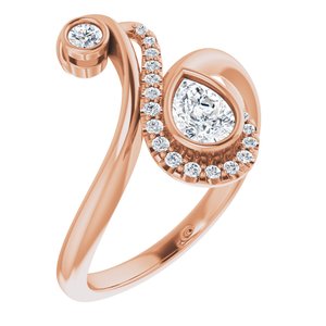 14K Rose 1/2 CTW Diamond Bezel-Set Bypass Ring - Siddiqui Jewelers