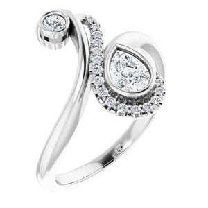 14K White 1/2 CTW Diamond Bezel-Set Bypass Ring - Siddiqui Jewelers