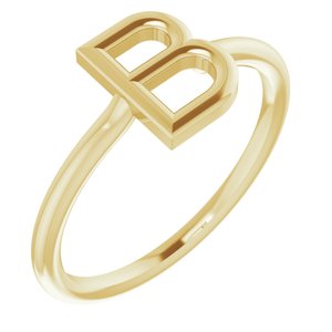 14K Yellow Initial B Ring-Siddiqui Jewelers