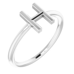Sterling Silver Initial H Ring-Siddiqui Jewelers