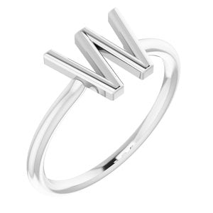 Sterling Silver Initial W Ring-Siddiqui Jewelers
