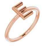 14K Rose Initial E Ring-Siddiqui Jewelers