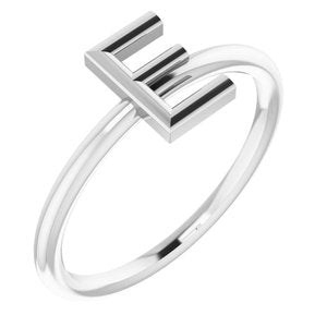Sterling Silver Initial E Ring-Siddiqui Jewelers