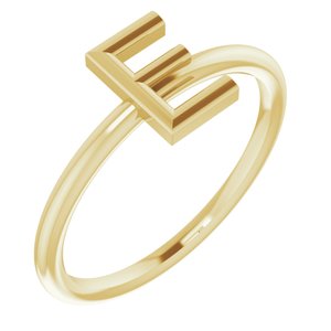 14K Yellow Initial E Ring - Siddiqui Jewelers