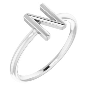 Sterling Silver Initial N Ring-Siddiqui Jewelers