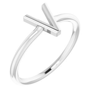 Sterling Silver Initial V Ring - Siddiqui Jewelers