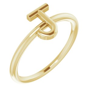 14K Yellow Initial J Ring - Siddiqui Jewelers