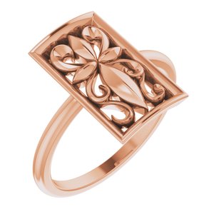 14K Rose Vintage-Inspired Cross Ring - Siddiqui Jewelers