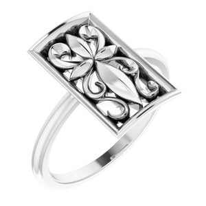 14K White Vintage-Inspired Cross Ring - Siddiqui Jewelers