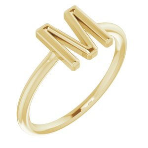 14K Yellow Initial M Ring - Siddiqui Jewelers