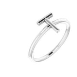 14K White Initial T Ring - Siddiqui Jewelers