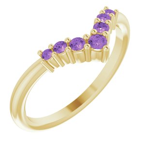 14K Yellow Amethyst Graduated "V" Ring - Siddiqui Jewelers