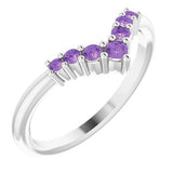 14K White Amethyst Graduated "V" Ring - Siddiqui Jewelers