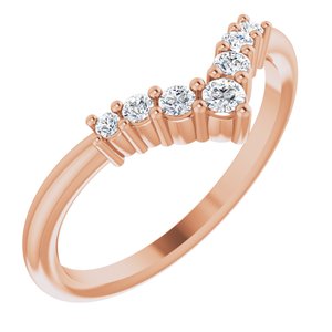 14K Rose Diamond Graduated "V" Ring - Siddiqui Jewelers