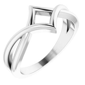 14K White Geometric Negative Space Ring - Siddiqui Jewelers