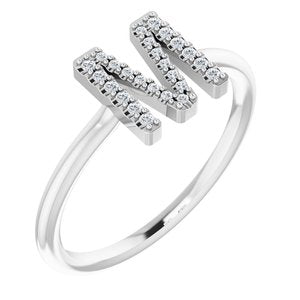 14K White .07 CTW Diamond Initial M Ring-Siddiqui Jewelers