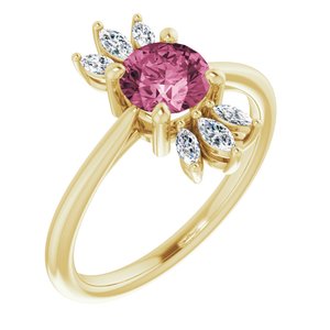 14K Yellow Pink Tourmaline & 1/4 CTW Diamond Ring - Siddiqui Jewelers