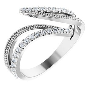 14K White 1/4 CTW Diamond Bypass Ring - Siddiqui Jewelers