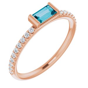 14K Rose London Blue Topaz & 1/6 CTW Diamond Stackable Ring - Siddiqui Jewelers