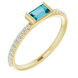 14K Yellow London Blue Topaz & 1/6 CTW Diamond Stackable Ring - Siddiqui Jewelers