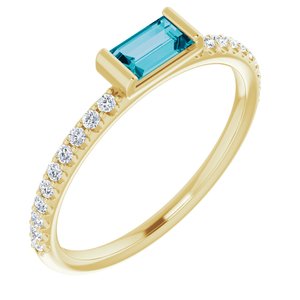 14K Yellow London Blue Topaz & 1/6 CTW Diamond Stackable Ring - Siddiqui Jewelers