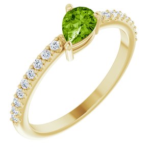 14K Yellow Peridot & 1/6 CTW Diamond Stackable Ring - Siddiqui Jewelers