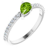 14K White Peridot & 1/6 CTW Diamond Stackable Ring - Siddiqui Jewelers