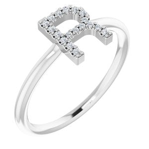 14K White .06 CTW Diamond Initial R Ring-Siddiqui Jewelers