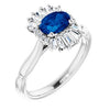 14K White Chatham® Lab-Created Blue Sapphire & 1/4 CTW Diamond Ring - Siddiqui Jewelers